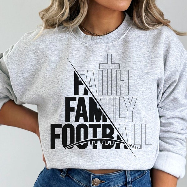 Faith Family Football Mom Svg Cut File Cricut and Silhouette Studio, Game Day Shirt Png Vinyl Ready Cut File, Family Football Season Svg