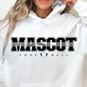 Modelo de mascote de time de futebol (arquivo SVG) para Cricut, arquivo de silhueta SVG para camisa de futebol (arquivo JPG), modelo de mascote de espírito escolar personalizado (arquivo SVG)