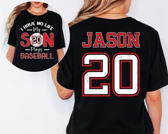 Baseball Ball Mama mit T-Shirt mit benutzerdefinierter Nummer, Spieltag Team-Shirt, lustiges Reise-Mama-T-Shirt, Mamas personalisierte Spielernummer, Fanbekleidung