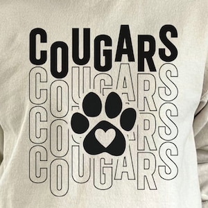 Cougars Mascot SVG File: Sports Fan Shirt Design (Digital Download