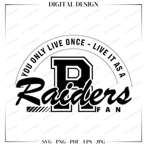 Raiders SVG Cricut Cut File, Team Spirit Cheer Mom Digital Instant Download Clipart, Football SVG, School Mascot Design, Custom PNG Download