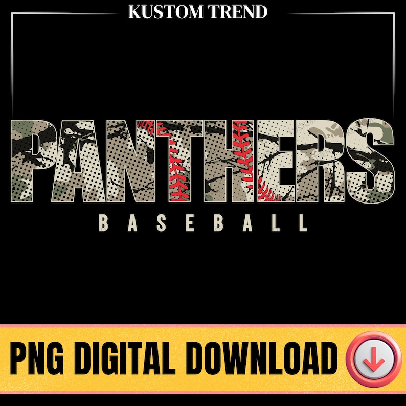 Panthers Baseball Camo PNG Design, Sports Mom Mascot Tee Graphic ...