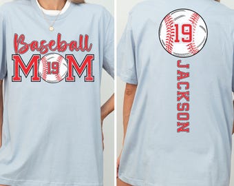 Baseball Mom Shirt mit benutzerdefinierter Spielernummer, personalisiertes Sport Mom Geschenk, Vintage Style Game Day Bekleidung