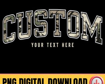 Benutzerdefinierter Name PNG-Shirt-Design, personalisierte Team Maskottchen Wort Camo Text Grafik, Sport Mom Sweatshirt Sublimationsdatei, digitaler Download PNG