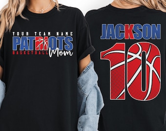 Personalisiertes Basketball Mom Shirt, Benutzerdefinierte Name Nummer T-Shirt, Patriots Game Day Fan Bekleidung