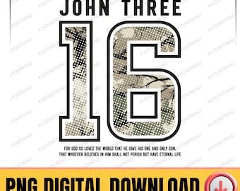 John 3:16 Christian Shirt PNG, Bibel Vers Sublimation Design, Glaube Kleidung Grafik, religiöses Zitat Druck, Jesus liebt Schrift Download