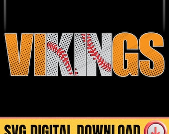 Vikings Baseball SVG PNG Maskottchen Team Spirit Shirt Design, Cricut und Silhouette Travel Ball Mom Fan Grafik, Vikings Sublimation Download