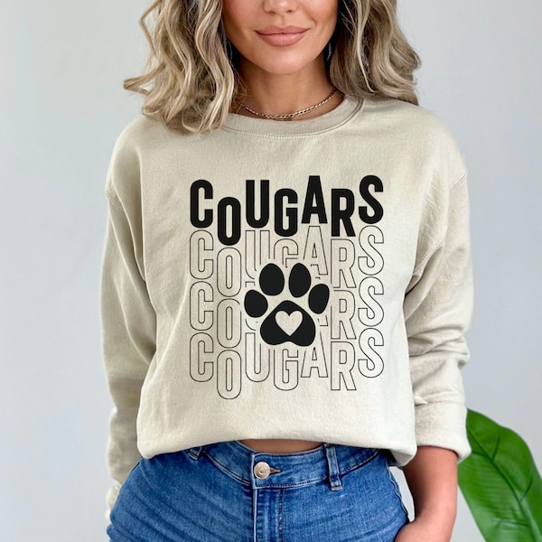 Cougar Mascot Svg Cricut Cut File, Cougars Vibes Svg Digital File Download, Cougars Paw Svg, Cougars Football Sports Svg, Cougars Fan Shirt