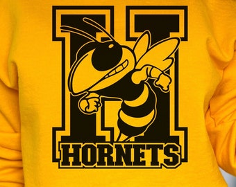 Hornets School Spirit Svg Cricut Cut File, Hornet Clipart, Shirt Design, Hornet Team Mascot Svg, Png, Eps File, Hornet Silhouette Cut Files