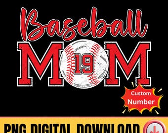 Personalisierte Baseball Mom PNG, Shirt mit benutzerdefinierter Nummer für Travel Ball Mama, Sport Mom Life Sublimation PNG, Distressed Print Bereit PNG