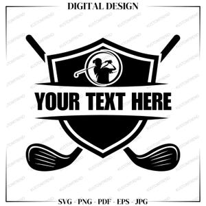 Fichier de coupe Cricut Svg Golf texte divisé, vecteur de clubs de golf croisés, Silhouette de clubs de golf divisé, téléchargement numérique instantané, clipart monogramme de golf