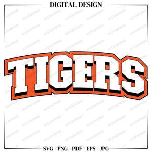 Tigers Mascot SVG Design: School Spirit Shirt Clipart (Digital Download