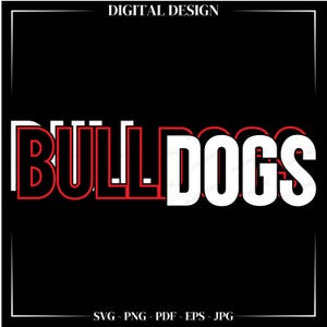 Mascotte de bouledogue SVG : clipart vectoriel d&#39;esprit d&#39;école (téléchargement numérique
