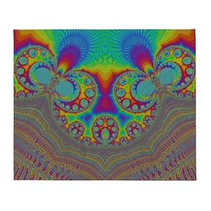 Large Throw Blanket (Original Art: Rainbow Fractal Bear)