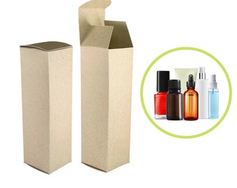 1oz Light Brown Kraft Bottle Box 1.5x1.5x5.125&quot; Sustainable Packaging Boxes for Cosmetic Bottles and Essential Oils Wholesale Box Blanks