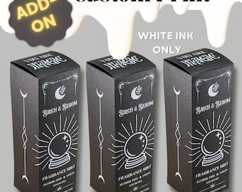 Custom Packaging on Black Stock - White Ink Printing