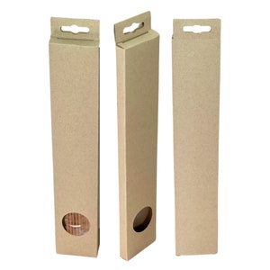 Incense Packaging Boxes with Hang Hole Using Premium Light Brown Kraft 18pt Paperboard Sizes 7.5" To 12" Tuck Box Paper Packaging Supplies
