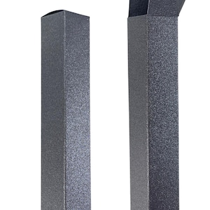 May include: Two gray cardboard boxes with a textured surface. One box is closed and the other is open.