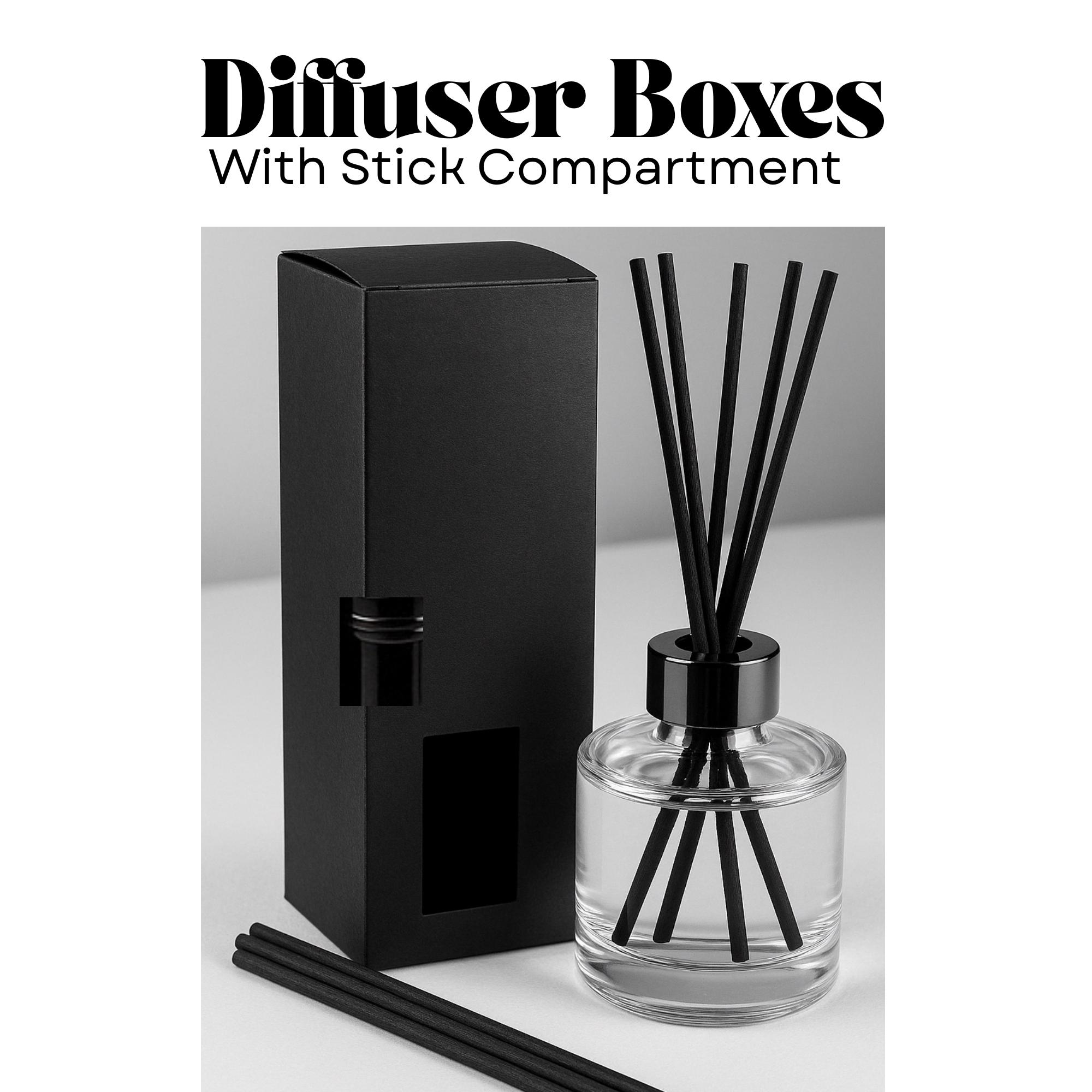 Black Matte Diffuser Boxes - Reed Stick Compartment - Set of 10 Empty ...