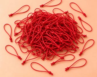 Red Elastic String Loops, 2.5" - Set of 50