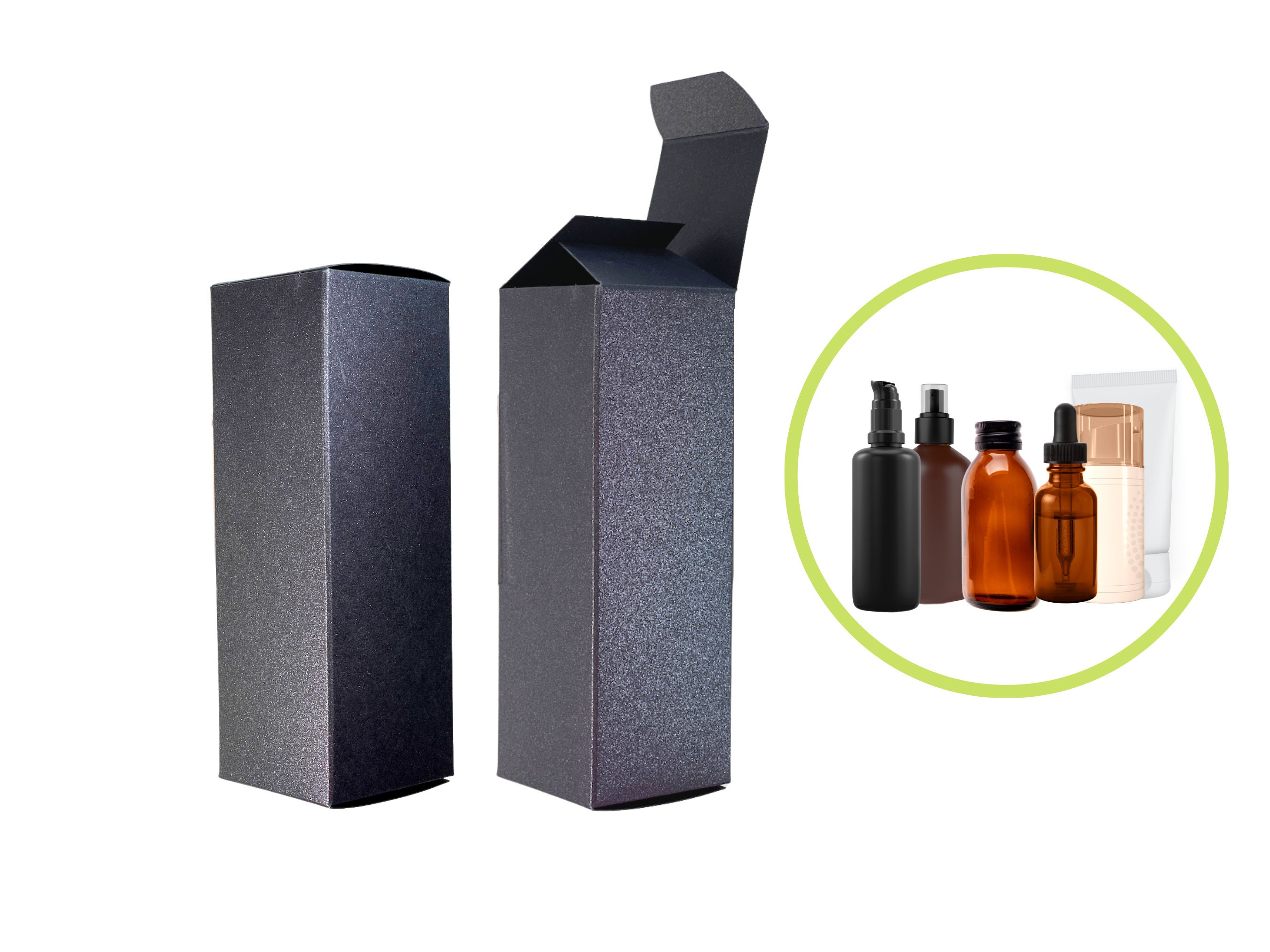 Product Boxes 1.75x1.75x5 2oz Black for Dropper Bottle