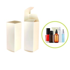 Cajas de aceite esencial de 1 oz de 1,5 x 1,5 x 4 pulgadas para frascos con gotero con cartulina blanca de lujo, suministros de embalaje de cosméticos al por mayor y al por menor