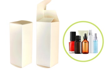 Product Box 1.5x1.5x5" 1oz Dropper Bottle in White Pearl used for Essential oils and Beauty Packaging