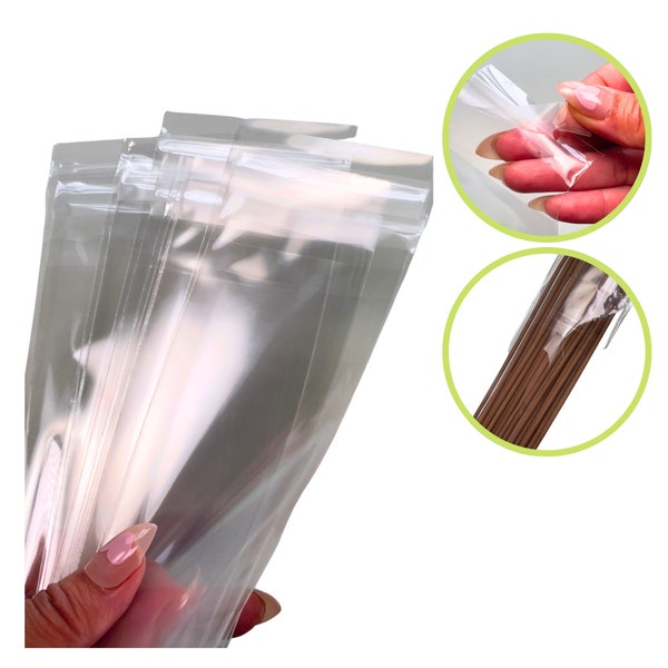 Incense Packaging 12" Height Poly Bags with Resealable Seal 2.5" x 12" Clear Packaging, Packaging for Hair Extensions or Dog Collar Bagss