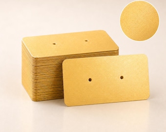 Stud Earring Cards in Gold Pearl, Luxury Card Stock, Pack of 50