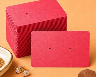 Red Stud Earring Display Cards Using Luxury White Pearl Stock – 50 Pack
