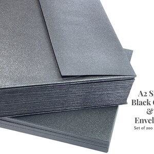 Ensemble de papier cartonné vierge perlé et enveloppes noires pour petites entreprises Support marketing pour commande d'emballage