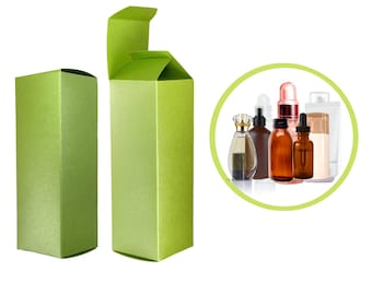 Green Box Blanks 1.75x1.75x5.5" for 2oz Dropper Bottle Product Packaging with Bottle Insert Protection Bulk Wholesale Empty Boxes