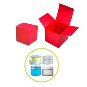 Caja pequeña para tarro de 5 x 5 x 5 cm, color rojo, ideal para cremas faciales, velas pequeñas o productos herbales. Suministros para empresas al por mayor.