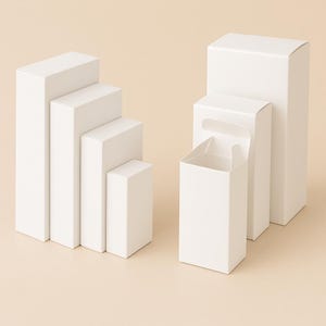 White Cologne Boxes, Semi Gloss Paperboard, Set of 10