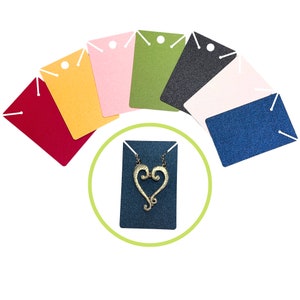 Necklace Display Cards with Chain Pocket using Luxury Paper Card Supplies, For Craft Jewelry Makers Small Business Startup, Stock Set of 50