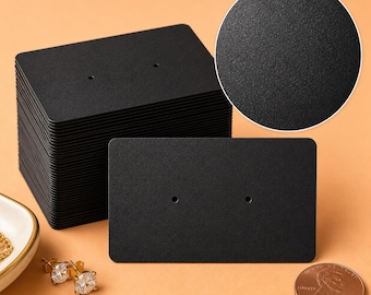 Black Earring Display Cards for Studs 2.125 x 1.25” – 50 Pack – Jewelry Packaging Supplies