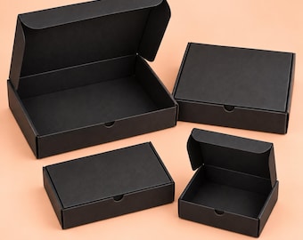Black Matte Gift Boxes - Top Tuck Small Packaging - Set of 25 Boxes