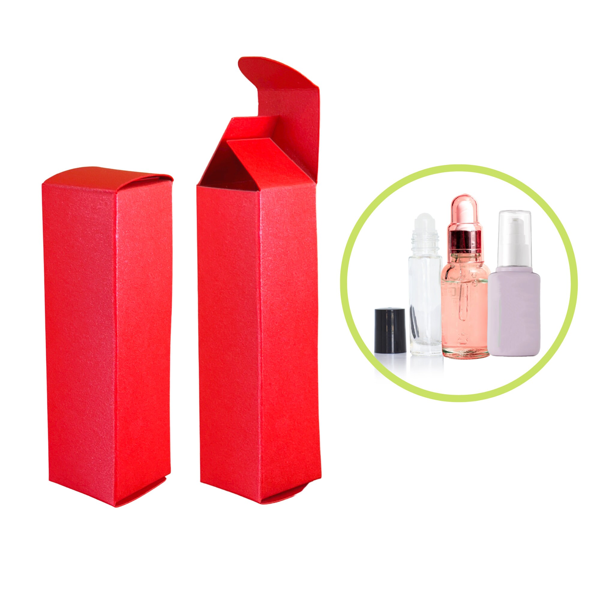 Essential Oil Packaging Box in Red Paper Card Stock, Perfume Roller Box Bulk Packaging Wholesale for Small Business Use for Packaging Orders