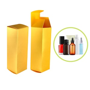 Cajas para frascos con gotero de 1 oz, 1,5 x 1,5 x 5 pulgadas, en envases dorados, para botellas de aceites esenciales y envases de cosméticos, venta al por mayor