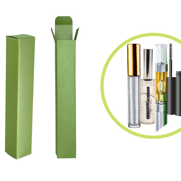 Boxes for Lip Gloss, Mascara Box, Discreet Packaging, Travel Perfume Sprays 10ml Boxes in Coated Green Sage Paper Stock