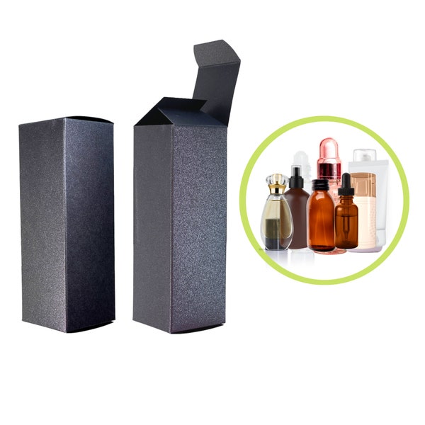 Product Boxes 1.75x1.75x5.5" 2oz-4oz Black for Dropper Bottle Packaging