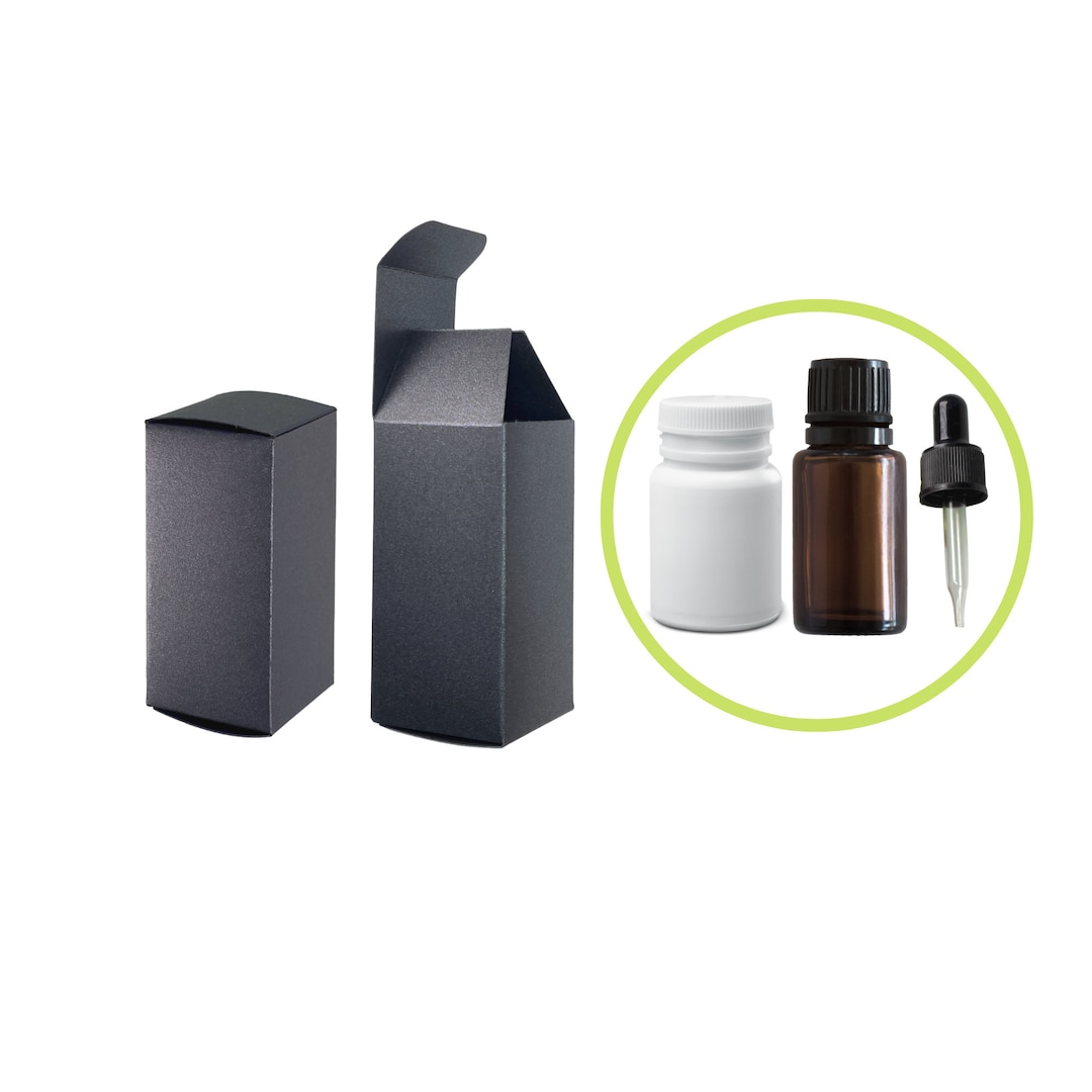 Essential Oil Box 1.375 X 1.375 X 3.5" Black Small Empty Boxes for ...
