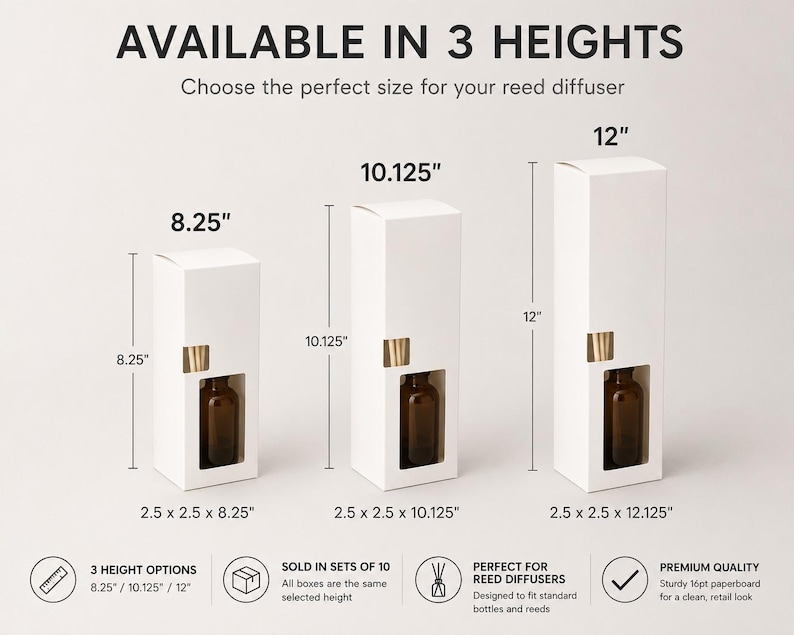 White Diffuser Boxes With Stick Compartment: Retail Packaging, Set of ...