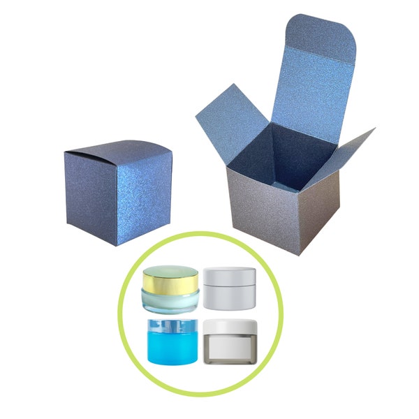 Face Cream Boxes 2.125x2.125x2.125" Square Shaped Navy Blue Small Boxes for 1oz and 2oz Cosmetic Jars Also Used for Party Favor Boxes