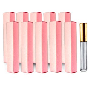 Cajas cosméticas para brillo labial, rímel, perfume de viaje, sprays de 10 ml, cajas de embalaje en color rosa perla, lote de 10 unidades para startups.
