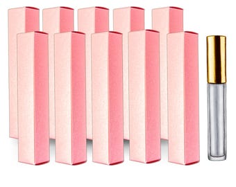 Cajas de brillo labial con brillo perlado rosa, cajas de maquillaje: set de 10 unidades