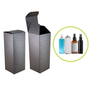 8oz Bottle Boxes 2.5x2.5x6.8" Black Paper Packaging For Cosmetics, Essential Oils, Herbal, and Hair Care Products, Packaging Set