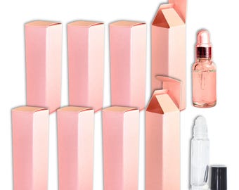 Pink Roller Bottle Boxes: Luxury Cosmetic Packaging, For 10ml / 15ml, Set of 10