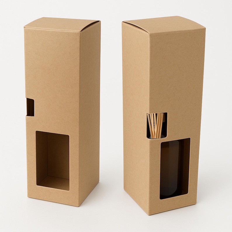 Kraft Diffuser Boxes With Stick Compartment, Light Brown Kraft: Retail ...