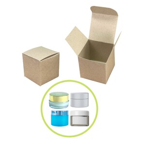 Cajas para tarros con forma de cubo de 2 x 2 x 2 pulgadas con cartulina Kraft de primera calidad, cajas pequeñas para tarros de 1 oz o 2 oz para embalaje de pequeñas empresas, suministros a granel